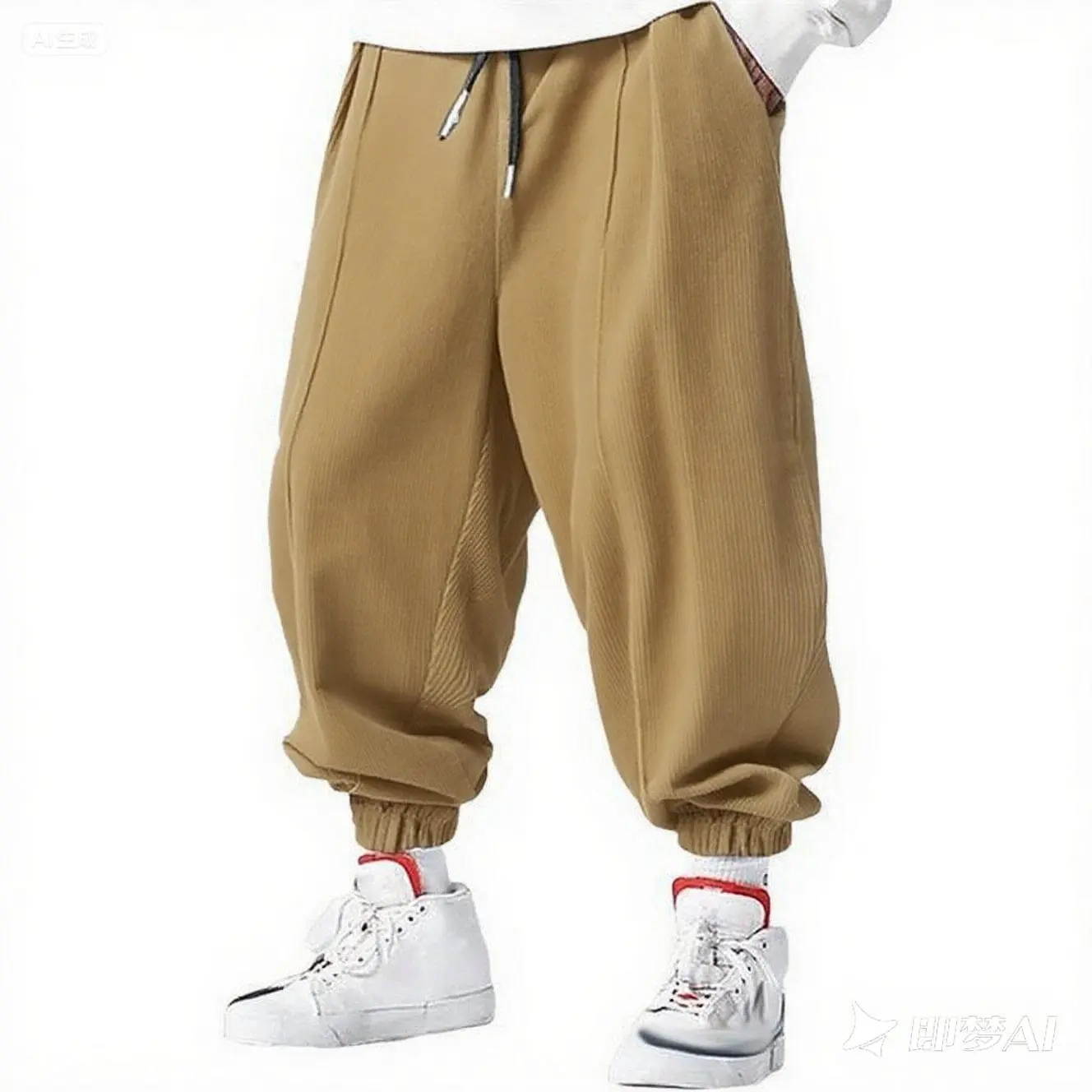 Corduroy Pant Warm - 冬用コーデュロイパンツ、メンズ、新作、無地、裏起毛、厚手、ゆったりとしたシルエット、ハレムパンツ風、冬用メンズ、暖かいカジュアルパンツ。