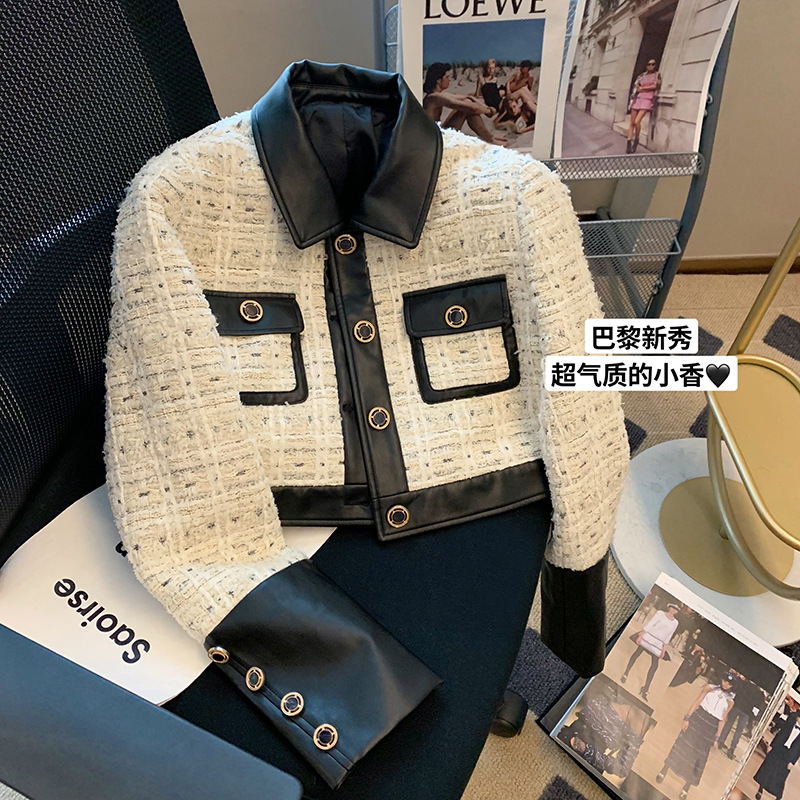 対照的なツイードステッチのジャケット,女性のための香りのスー - Wool Coat Peacoat のレビューと価格