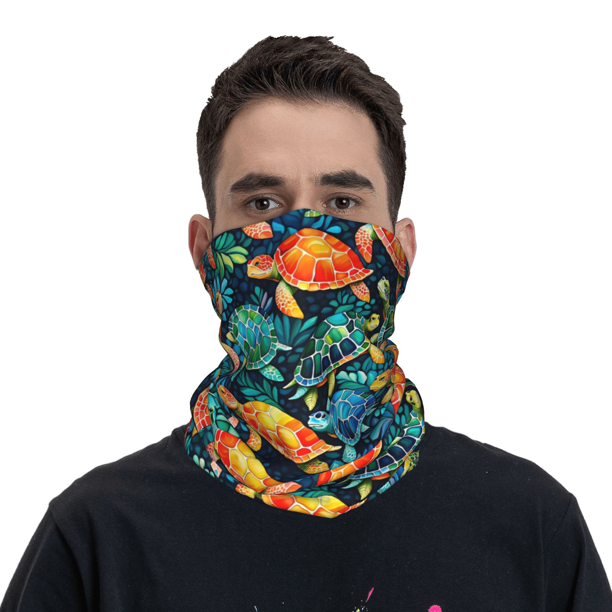 カスタム面白いカラフルなウミガメネックゲイター、女性男性用U - Neck Gaiter Fleece のレビューと価格