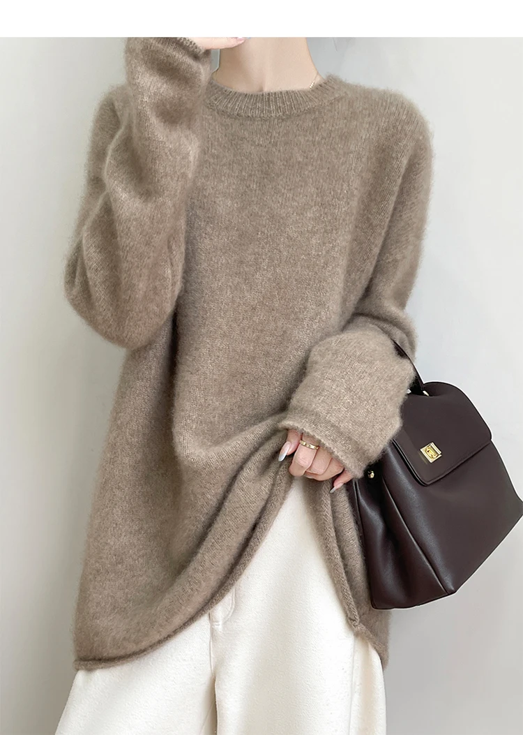 女性のプラスサイズのカシミヤセーターラウンドネック肥厚 10 - Wool Coat Peacoat のレビューと価格