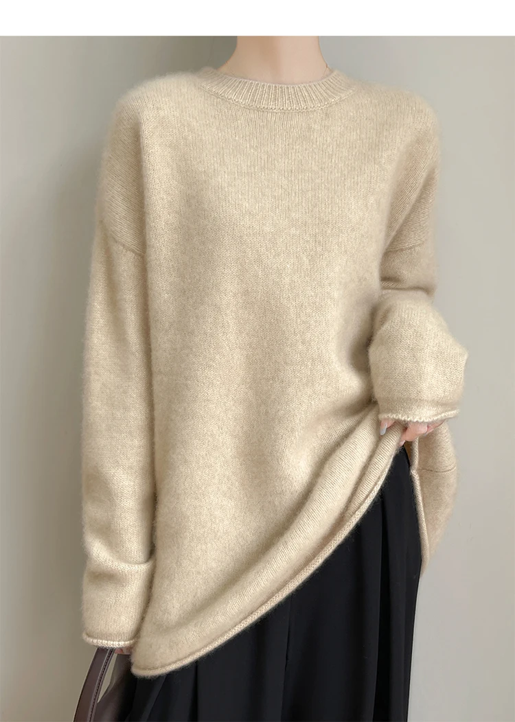 女性のプラスサイズのカシミヤセーターラウンドネック肥厚 10 - Wool Coat Peacoat のレビューと価格